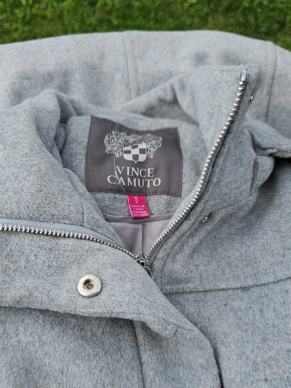 Vince Camuto Women's Heather Gray Wool-Blend Pea Coat